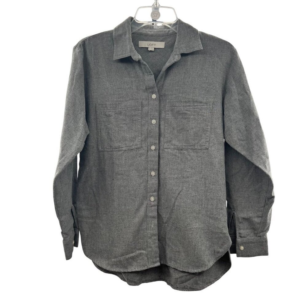 Loft Women's Button Up Top Gray/Multicolor Specks Size XS